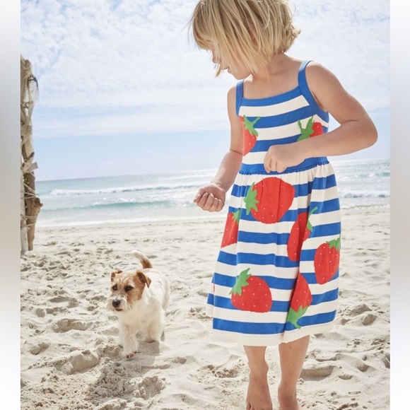 MINI BODEN Girls Happy Days Knit Dress Strawberries 9-10 years - Picture 1 of 12
